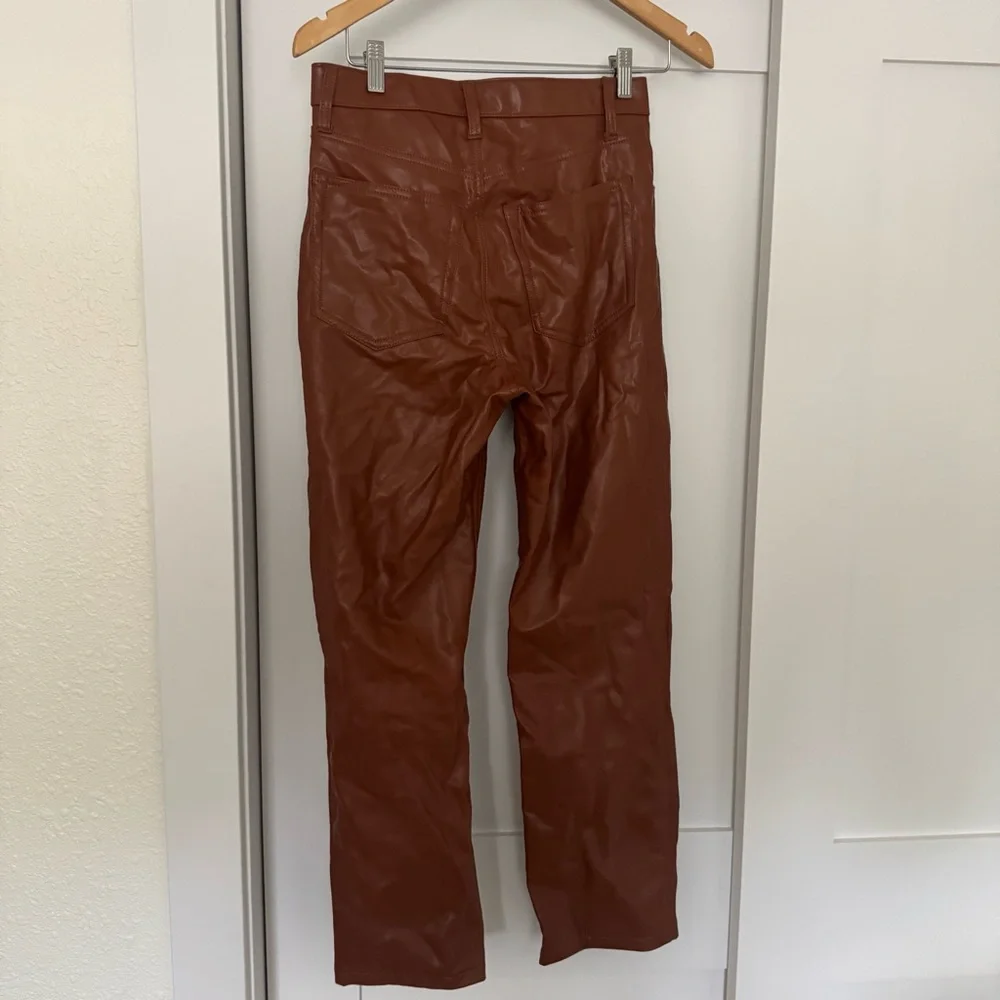 Abercrombie & Fitch 90s Straight Ultra High Rise Brown Faux Leather Pants Size 6